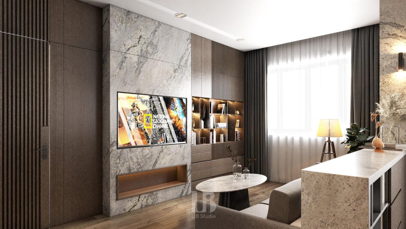 Interior Living Room- Kitchen
