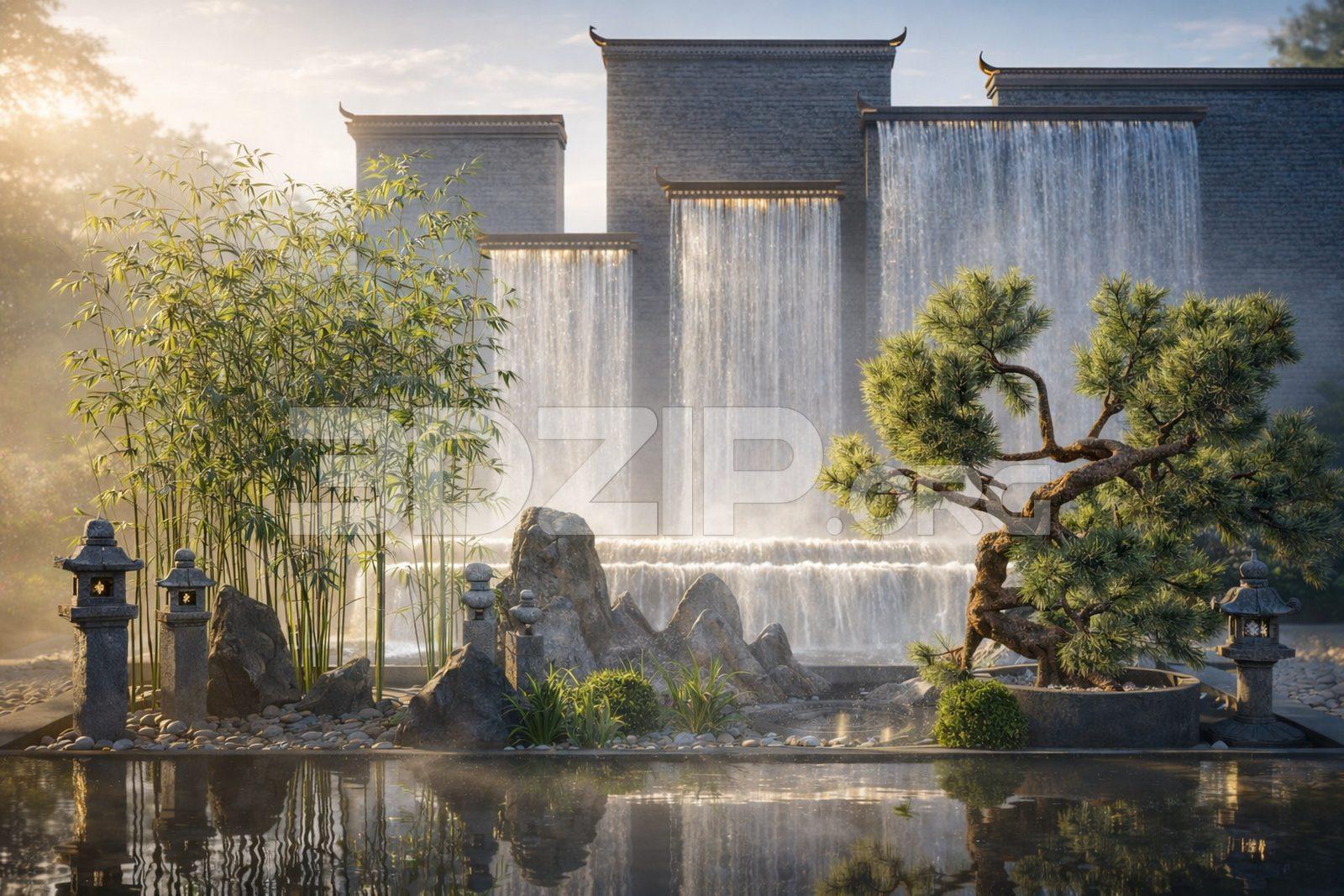 Japanese Zen Garden Waterfall Design – Traditional Asian Landscape Architecture