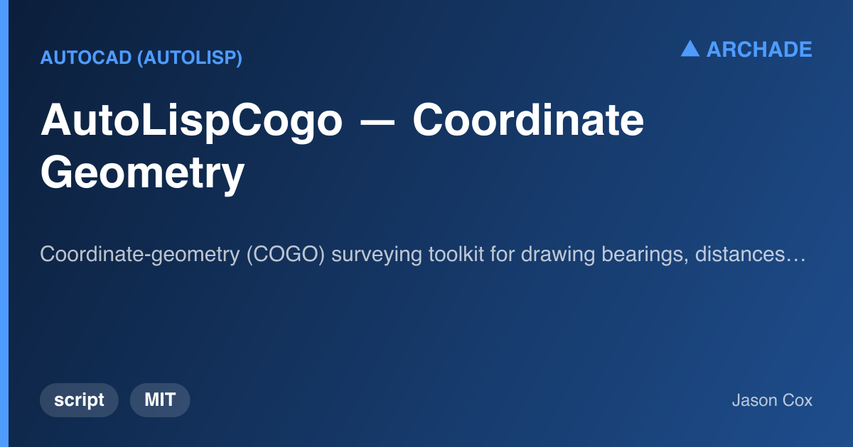 AutoLispCogo — Coordinate Geometry