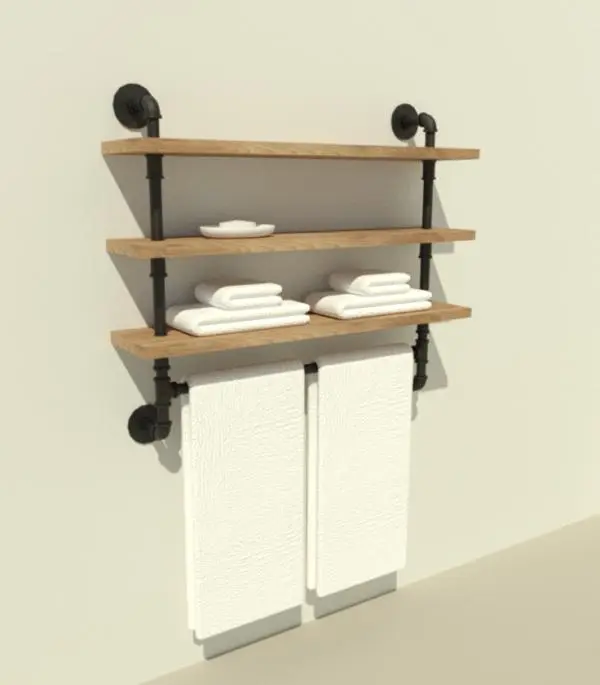 Bathroom Iron Pipe Shelves — preview 1, by Zach Larson (RevitCity, CC0)
