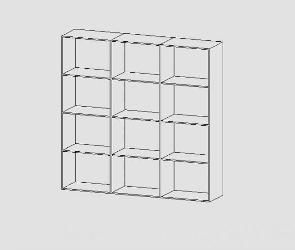 Three-row shelf