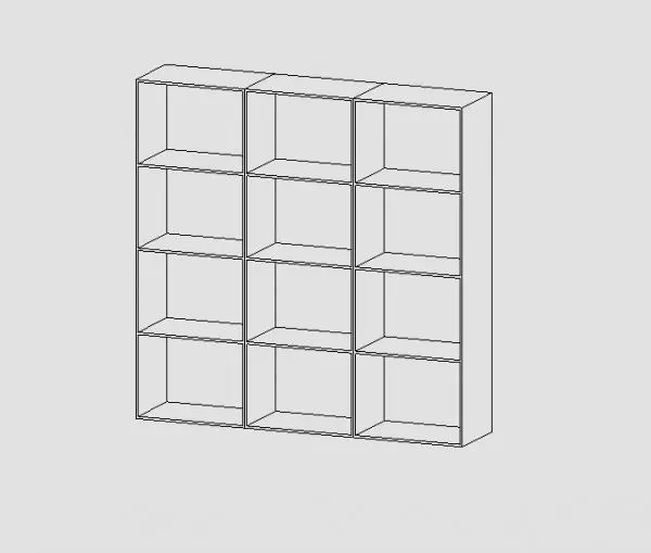 Three-row shelf
