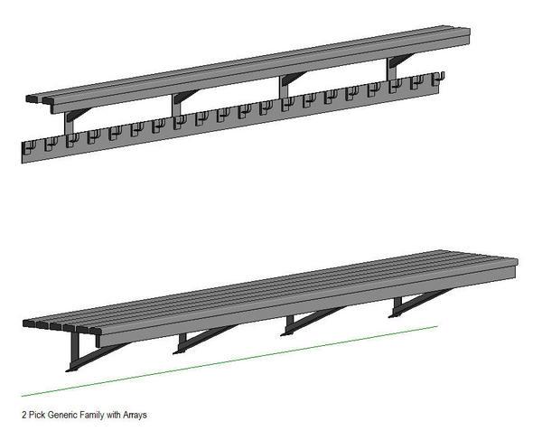 Locker Room Bench with Shelving Array