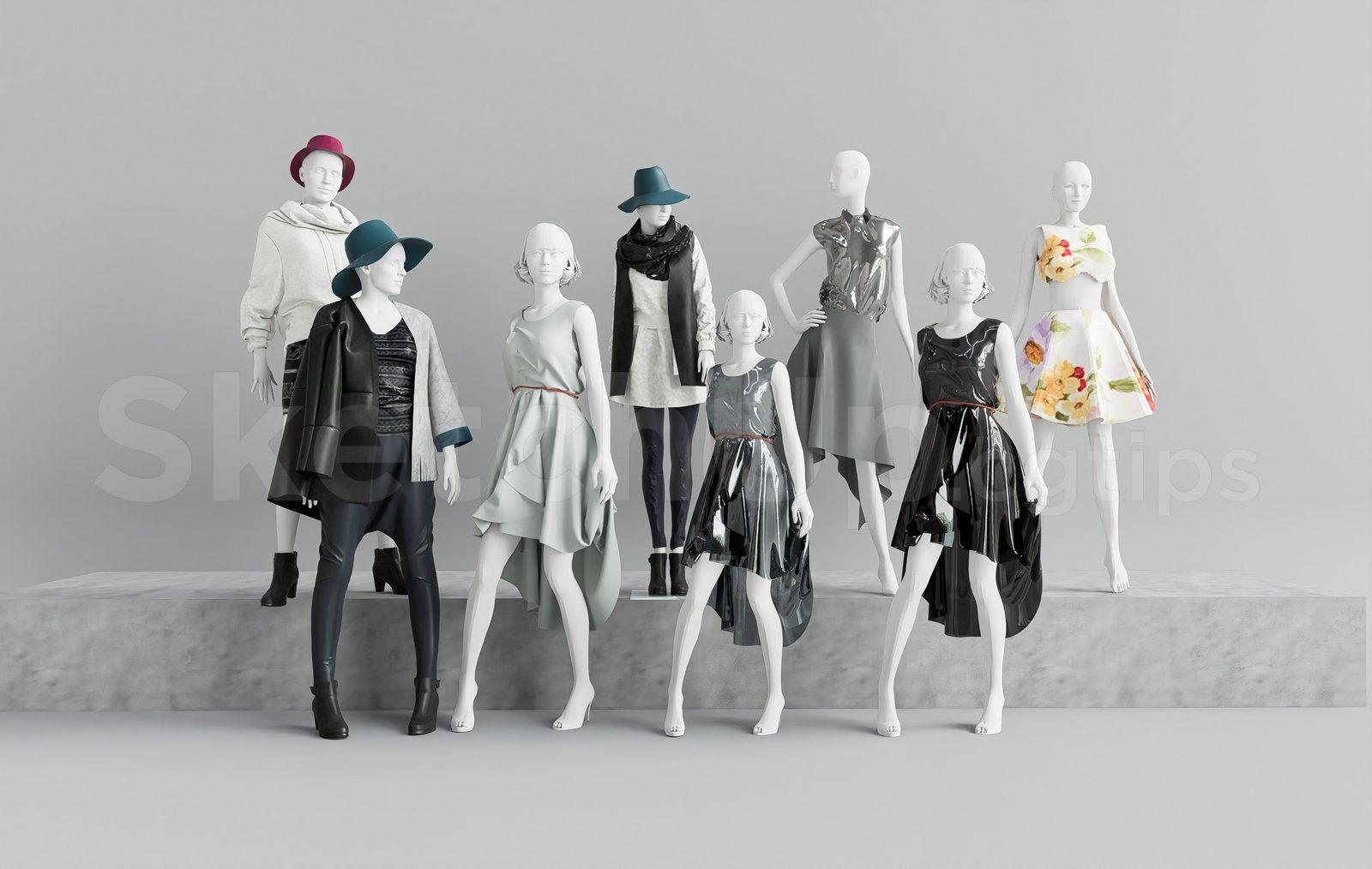Fashion Mannequin Collection 3D SketchUp Model for Clothing Store Interior