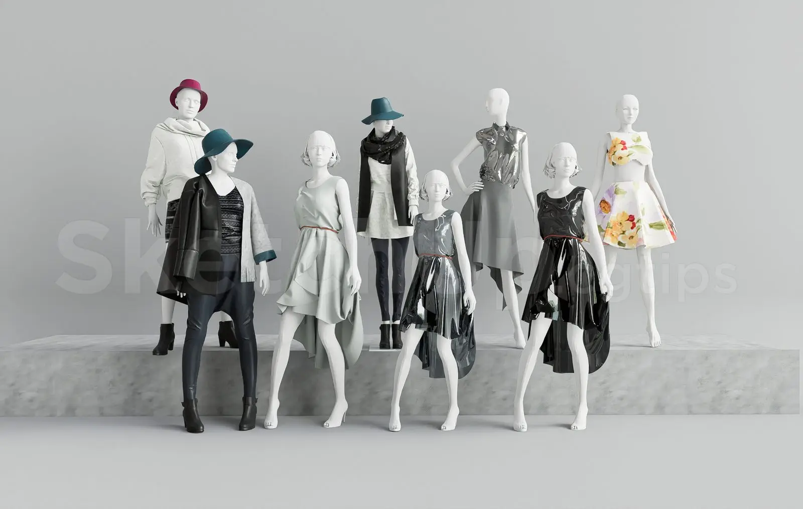 Fashion Mannequin Collection 3D SketchUp Model for Clothing Store Interior — preview 1 (cgtips, CC0)