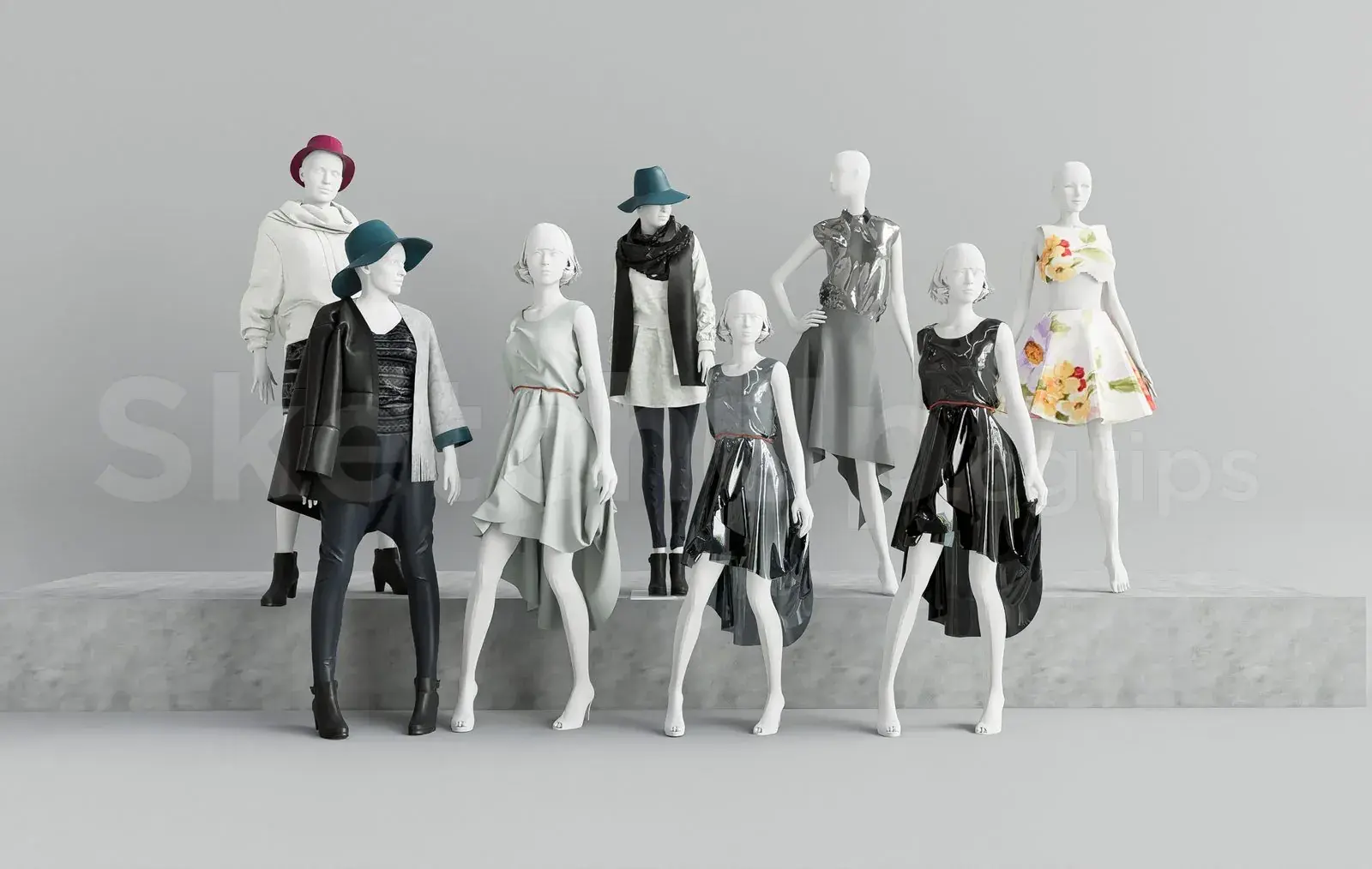 Fashion Mannequin Collection 3D SketchUp Model for Clothing Store Interior