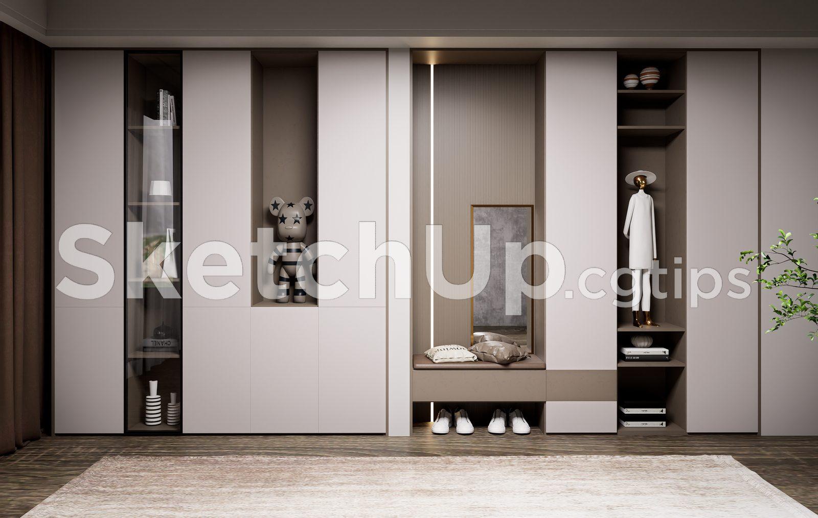 Modern Shoe Cabinet SketchUp 3D Model