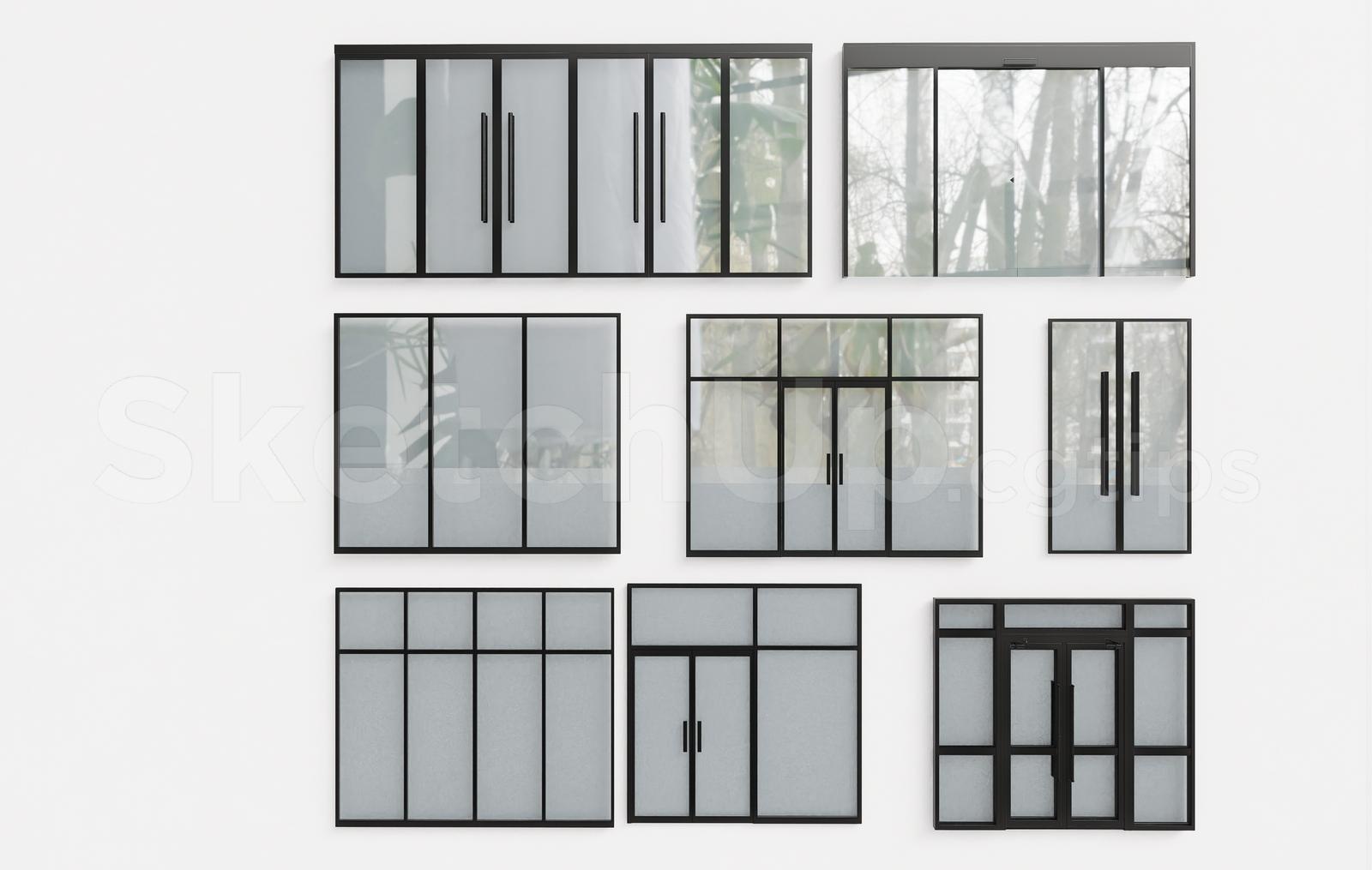 Modern Black Aluminum Glass Doors Collection