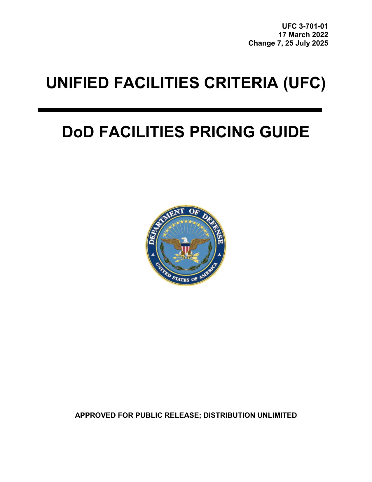 UFC 3-701-01: DoD Facilities Pricing Guide