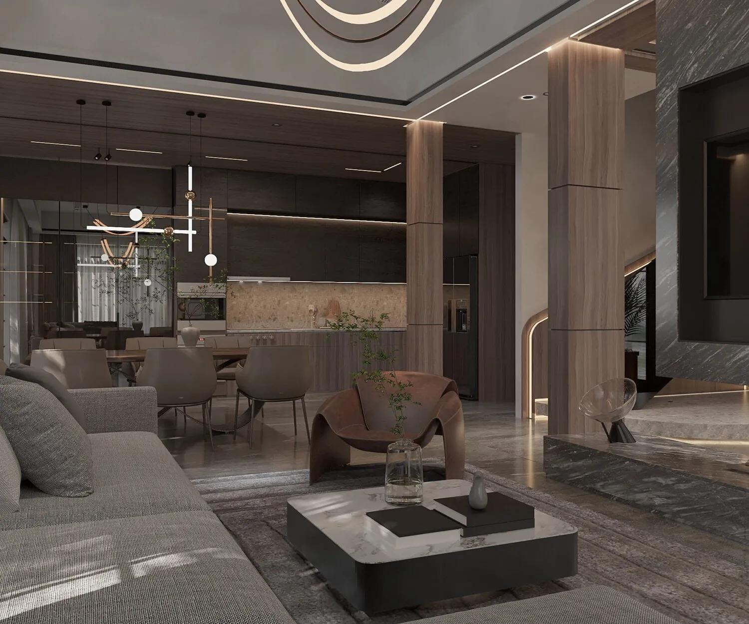 Interior Living Room – Kitchen