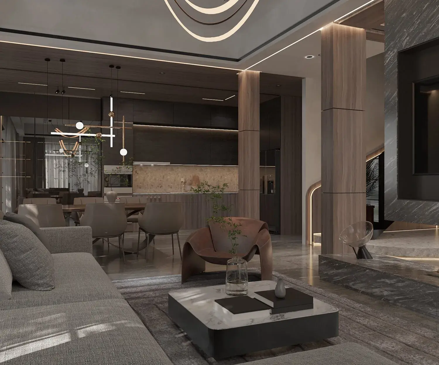 Interior Living Room – Kitchen