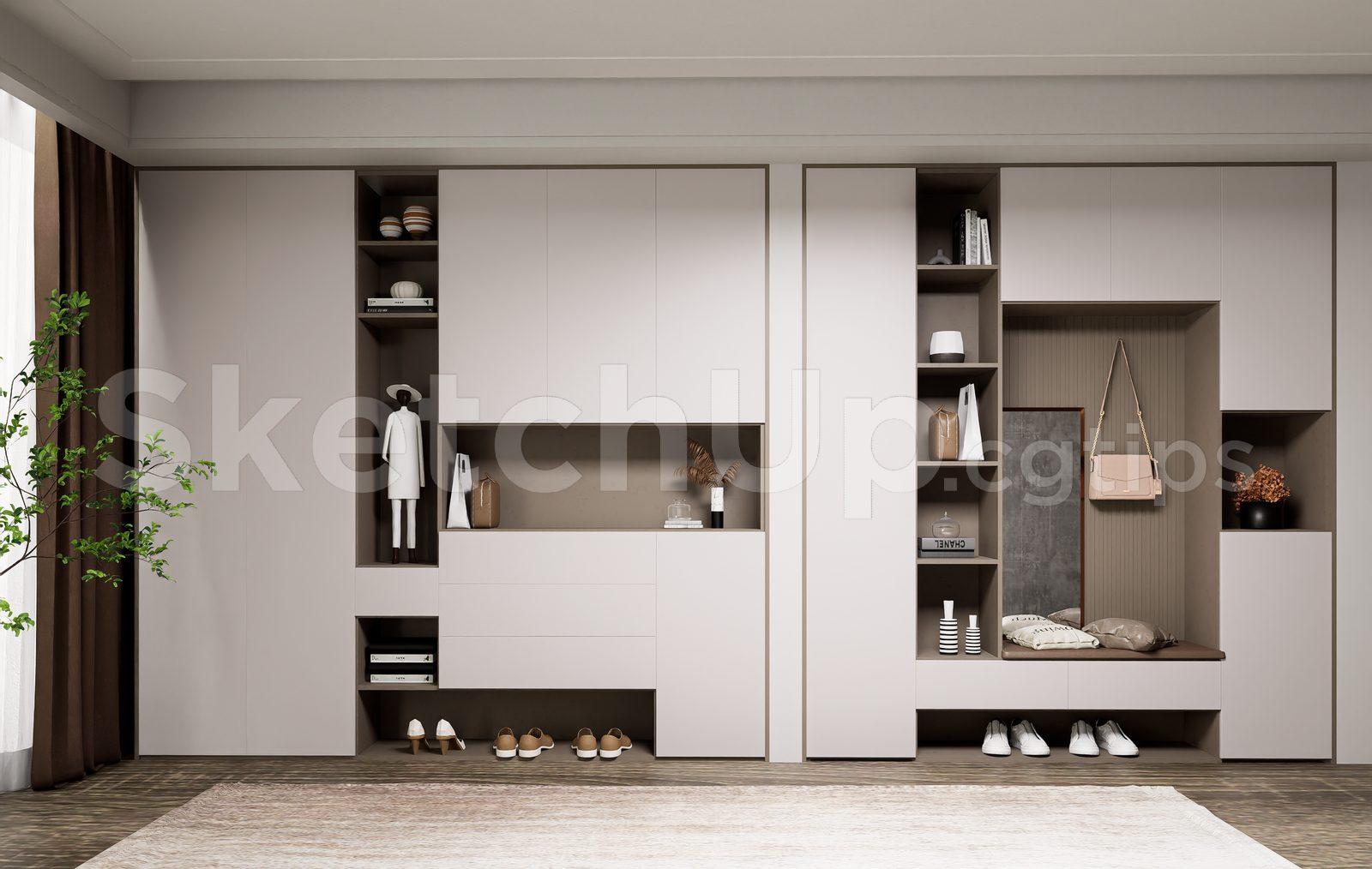 Modern Shoe Cabinet SketchUp 3D Model — preview 1 (cgtips)