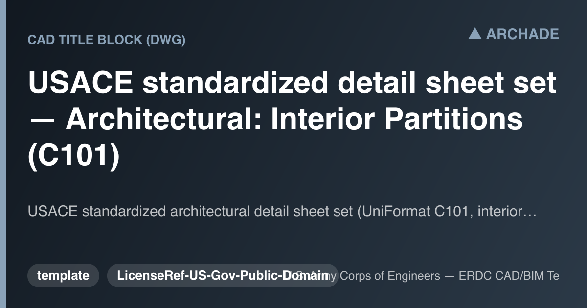 USACE standardized detail sheet set — Architectural: Interior Partitions (C101)