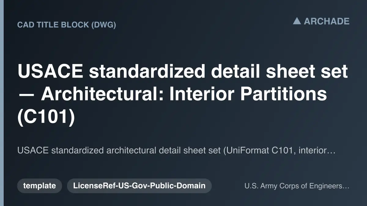 USACE standardized detail sheet set — Architectural: Interior Partitions (C101)