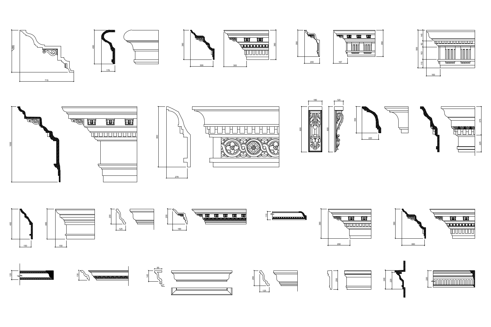 Cornices and mouldings for facades