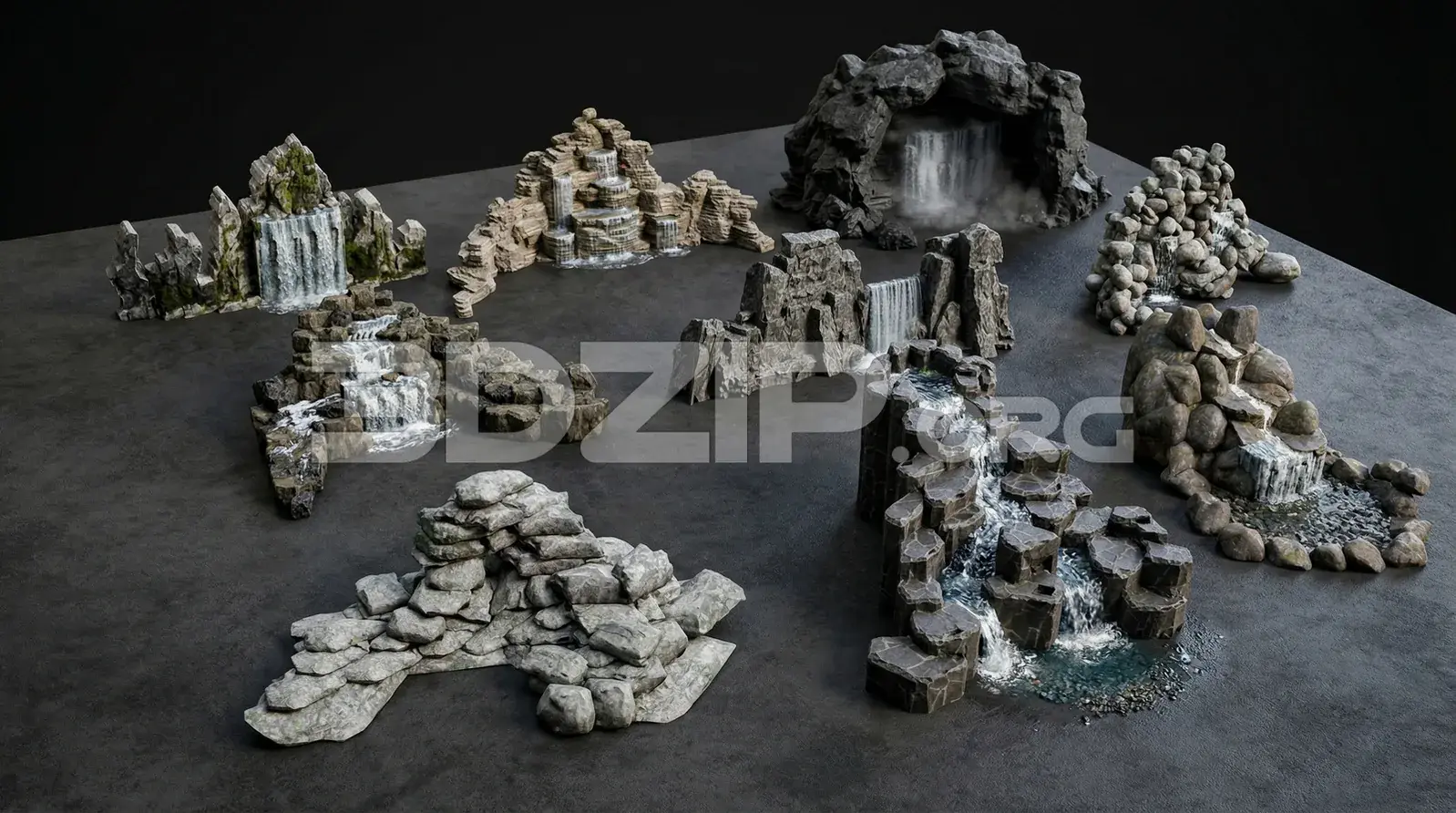 Realistic Rock Waterfall Asset Pack Environment
