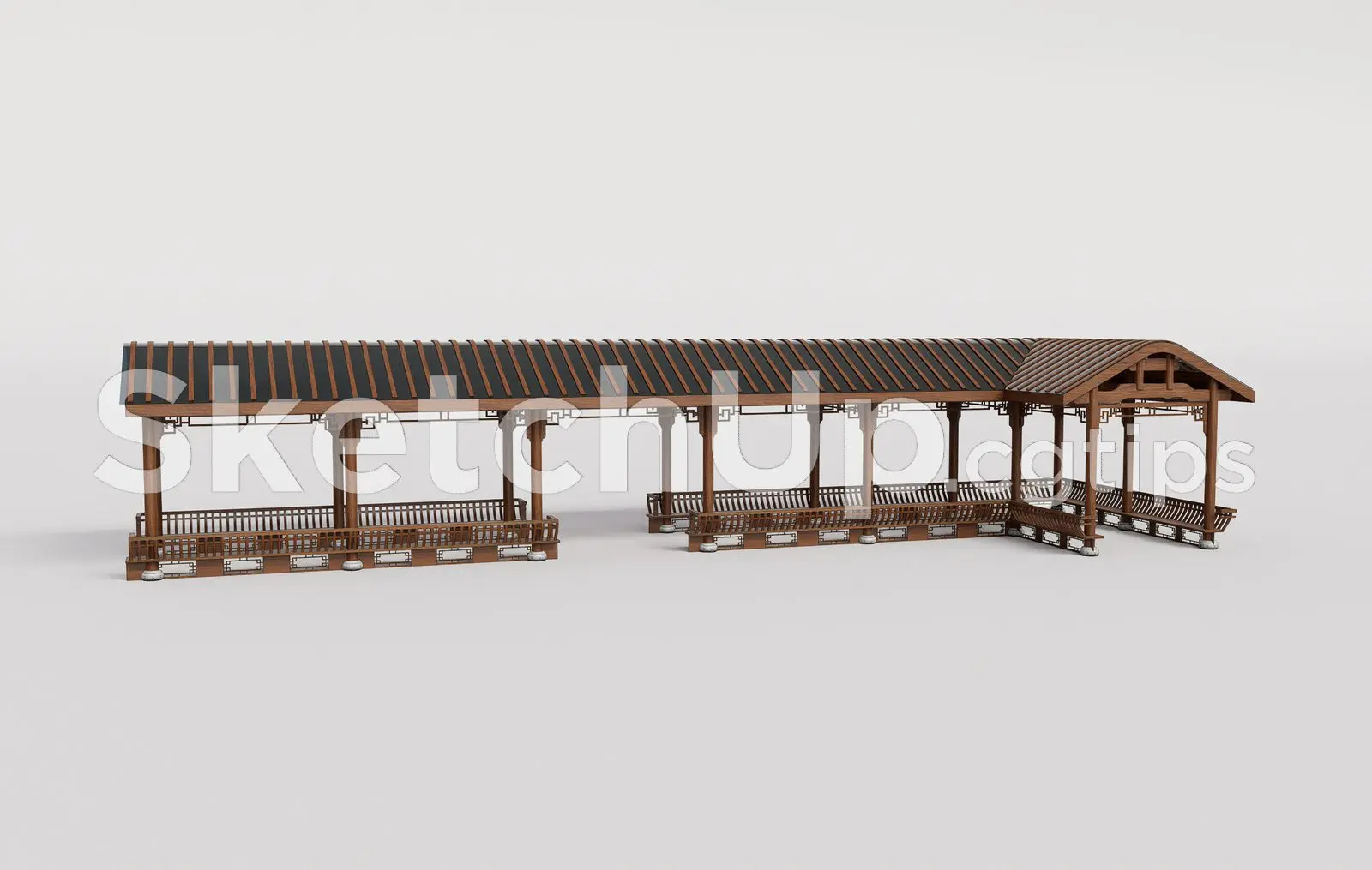 Traditional Wooden Pavilion with Tiled Roof — preview 1 (cgtips, CC0)