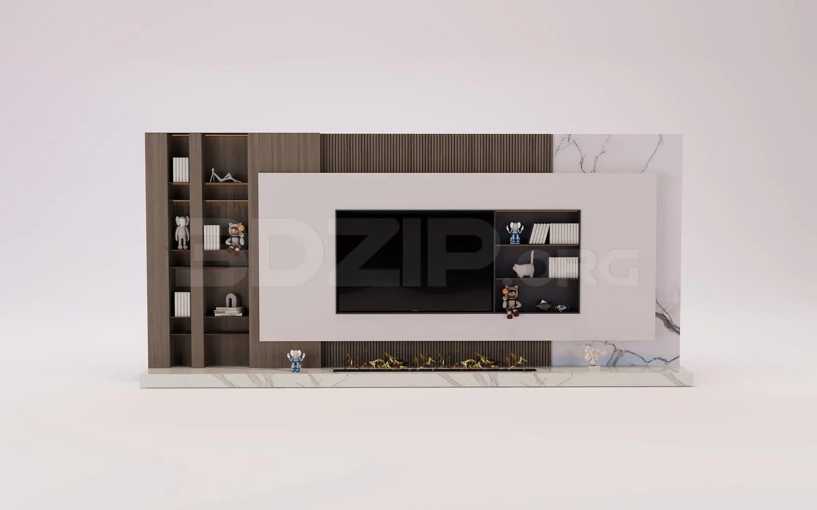 TV Wall 3D Model Download for Interior Design