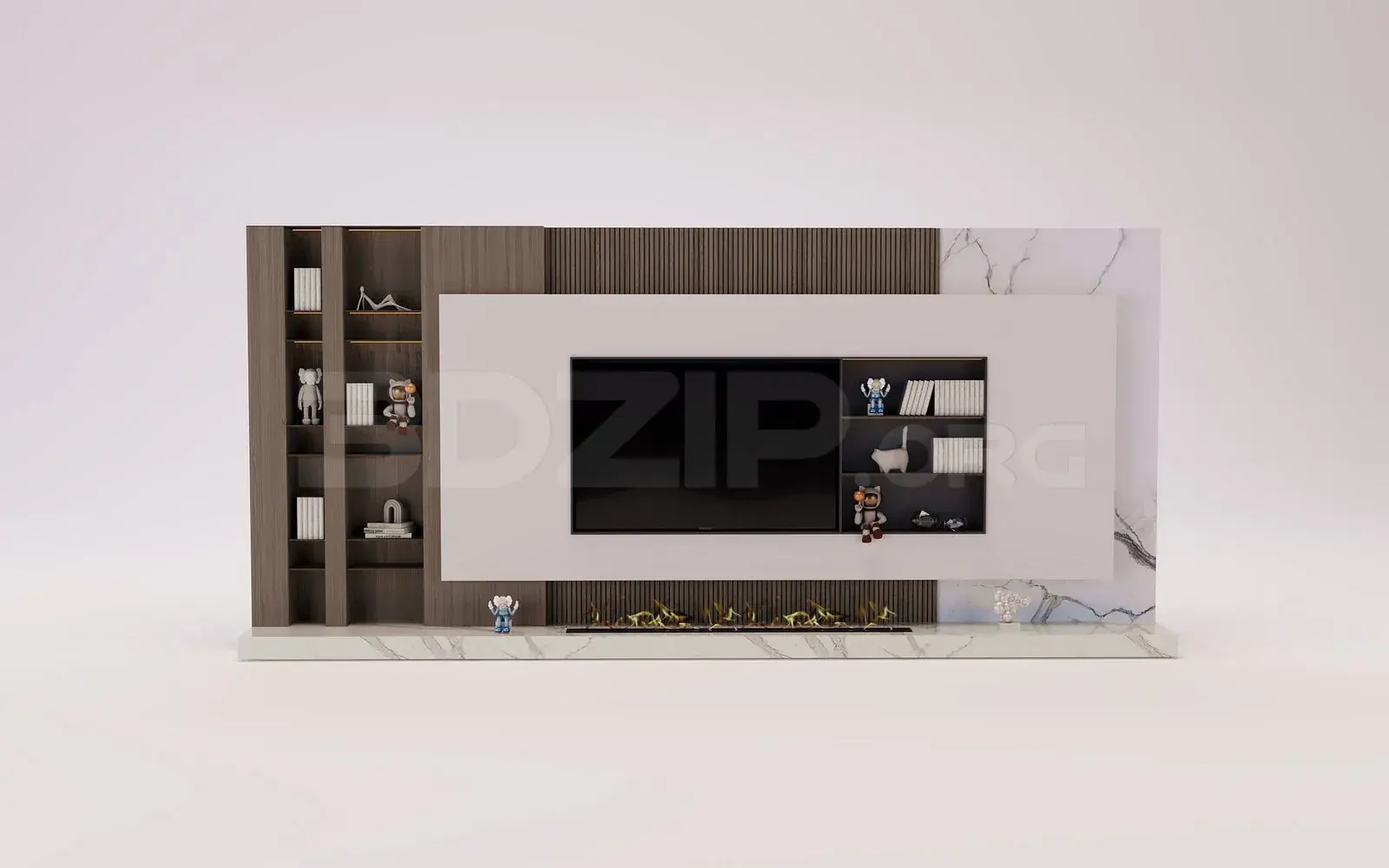 TV Wall 3D Model Download for Interior Design