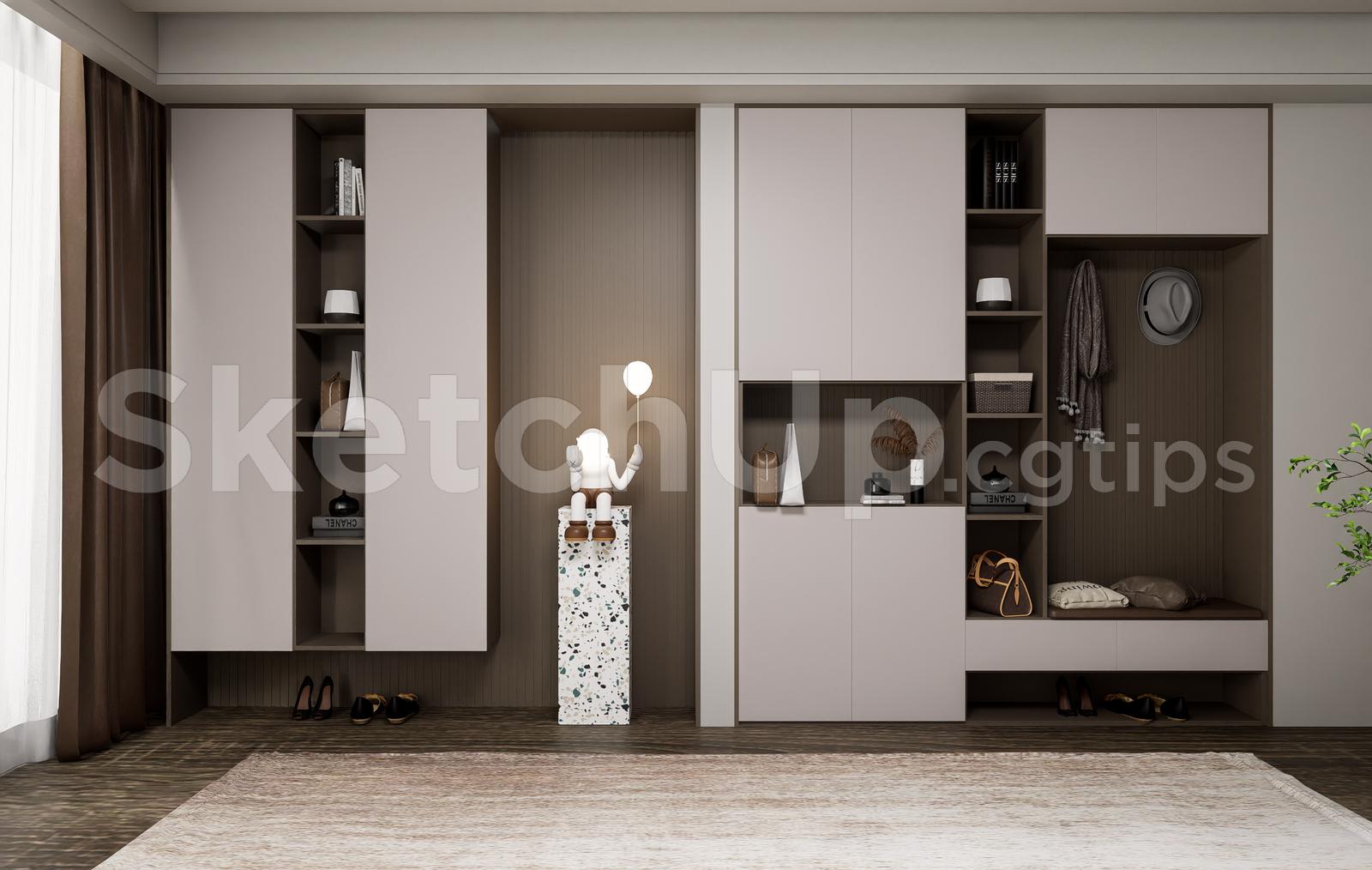 Modern Shoe Cabinet SketchUp 3D Model