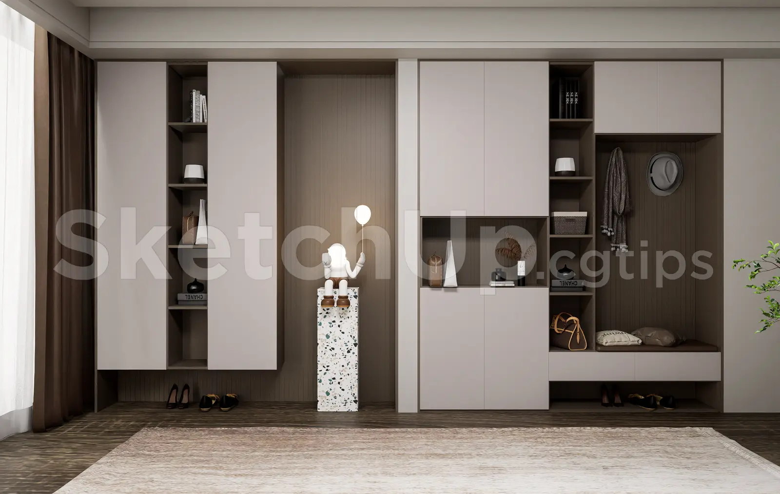 Modern Shoe Cabinet SketchUp 3D Model — preview 1 (cgtips, CC0)