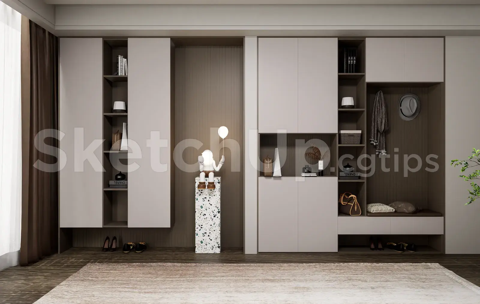 Modern Shoe Cabinet SketchUp 3D Model
