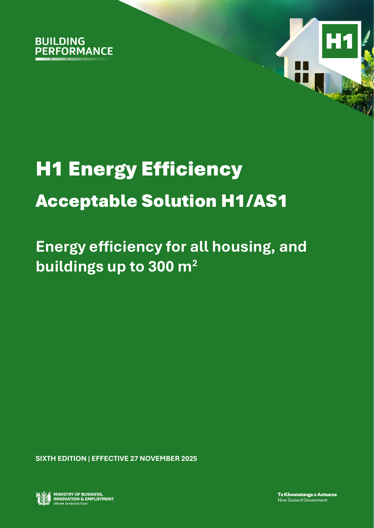 New Zealand Building Code H1/AS1 — Energy Efficiency, Housing & Small Buildings (Acceptable Solution)