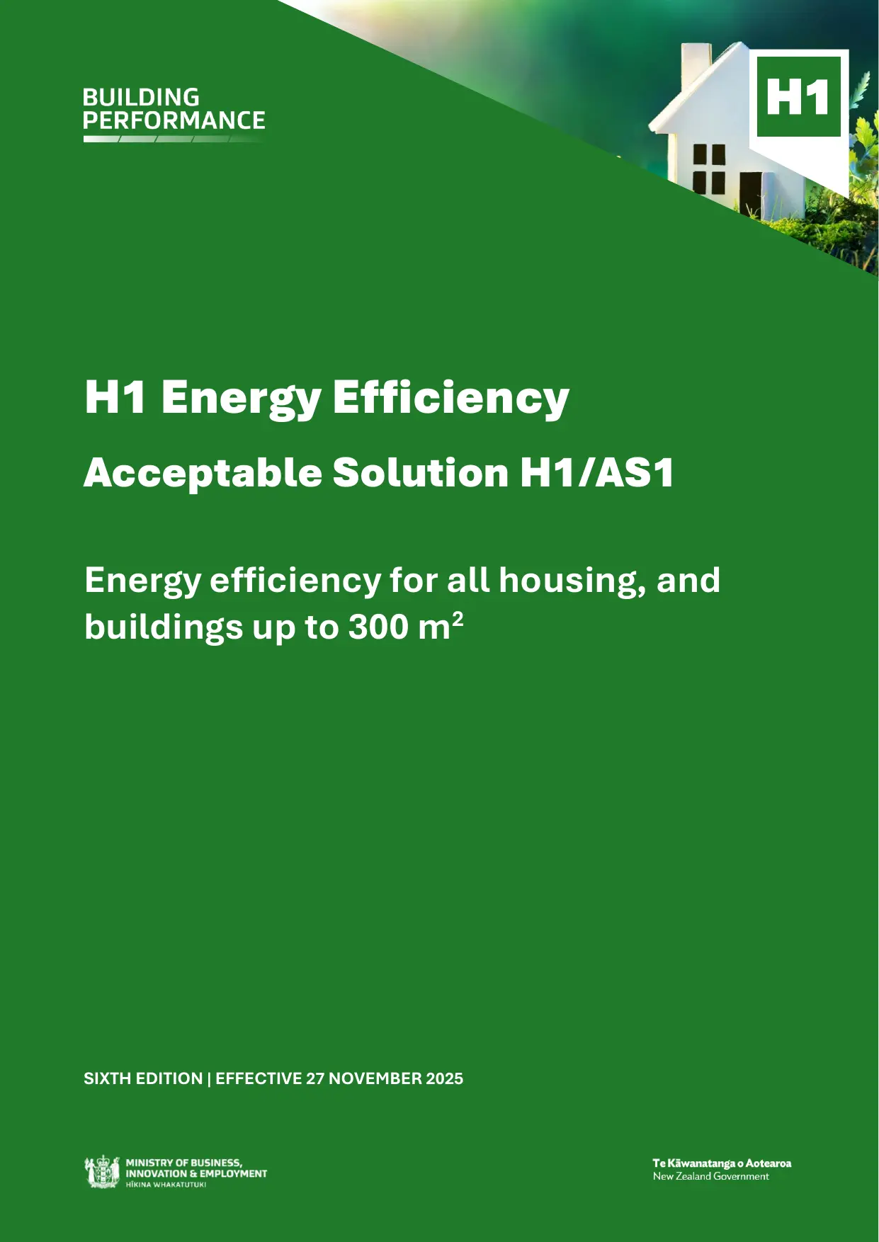 New Zealand Building Code H1/AS1 — Energy Efficiency, Housing & Small Buildings (Acceptable Solution)