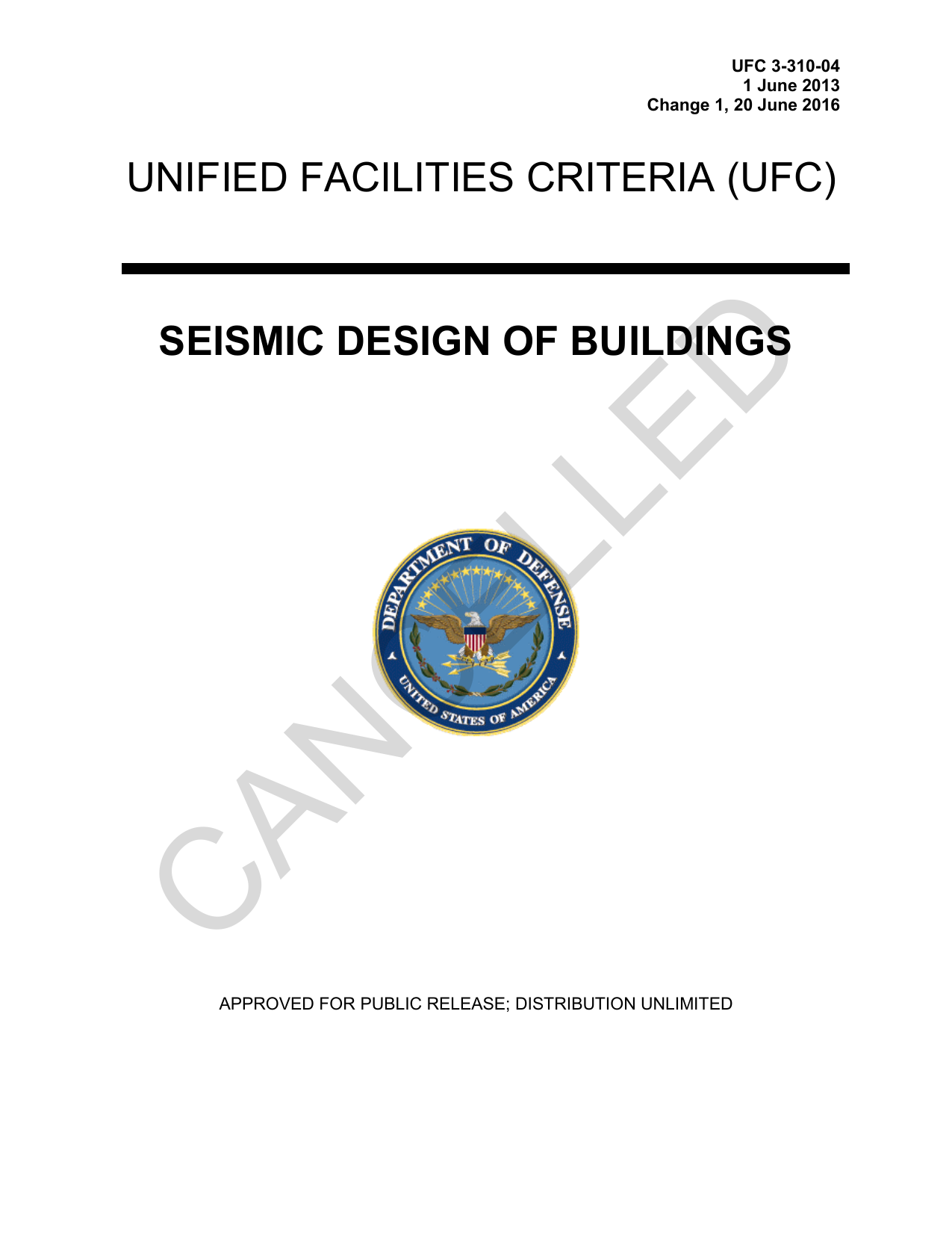 UFC 3-310-04: Seismic Design of Buildings