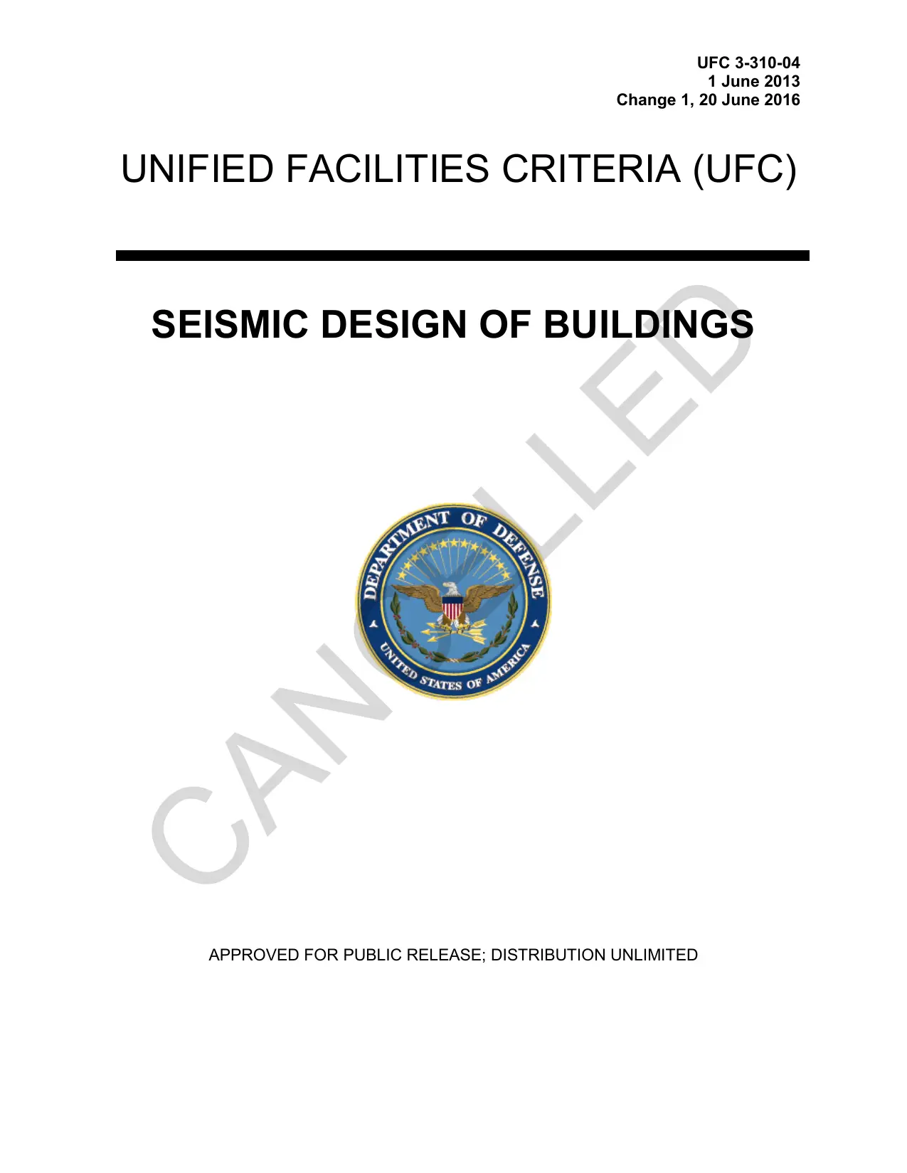 UFC 3-310-04: Seismic Design of Buildings