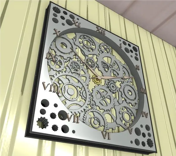 Wall Clock with gears — preview 1, by Jasni Kamarudin / Aakash (RevitCity, CC0)