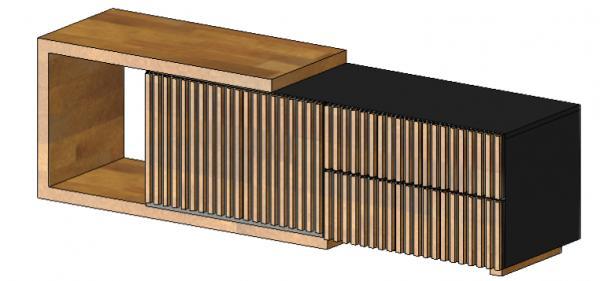 TV cabinet with wooden slats