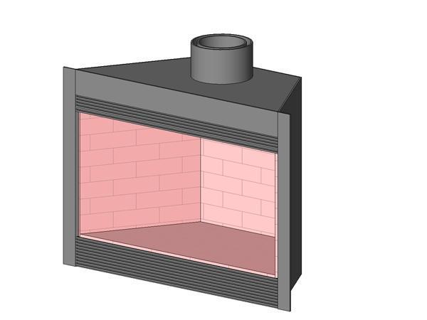 Prefab fireplace in various standard sizes