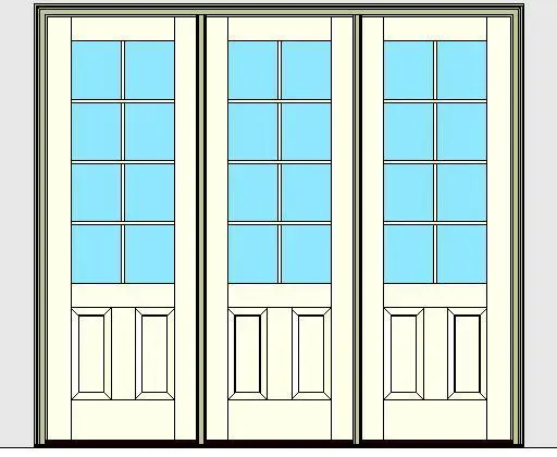 Kolbe Ultra Series Outswing Entrance Door 3-Wide 2-Panel Standard Sill Units — preview 1, by Kolbe (RevitCity, CC0)
