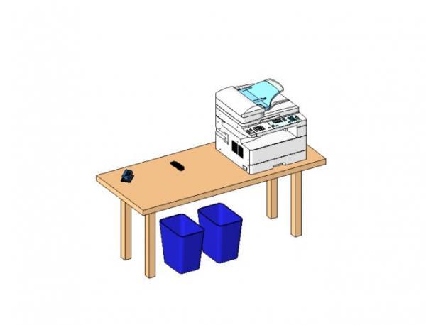 Printer table with copy room necessities
