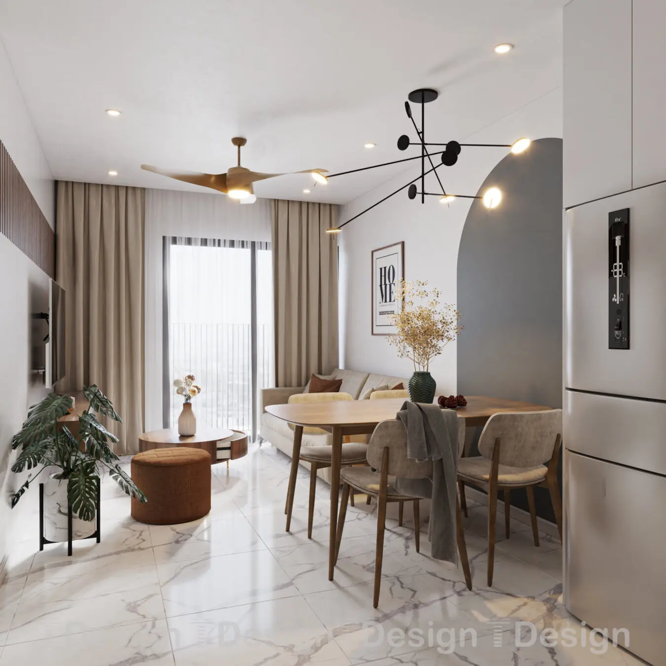 Interior Living-Kitchenroom Scene