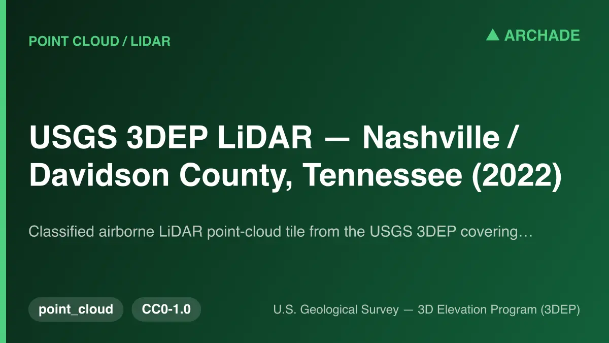 USGS 3DEP LiDAR — Nashville / Davidson County, Tennessee (2022)