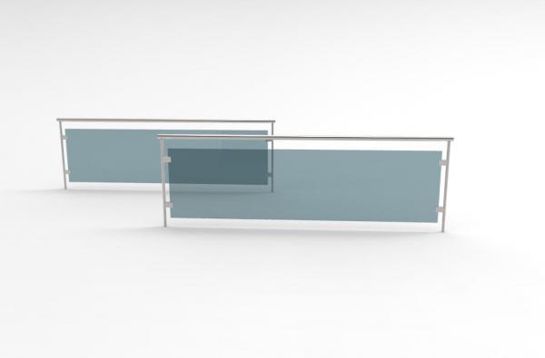 Stainless steel simple railing with glass panels - Parametric - Bannister