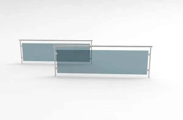 Stainless steel simple railing with glass panels - Parametric - Bannister