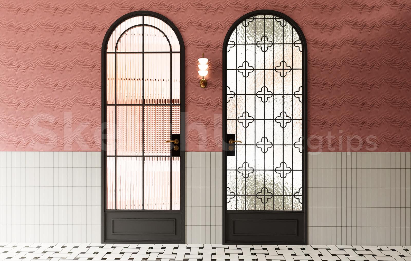 Elegant Arch Top Glass Entry Door