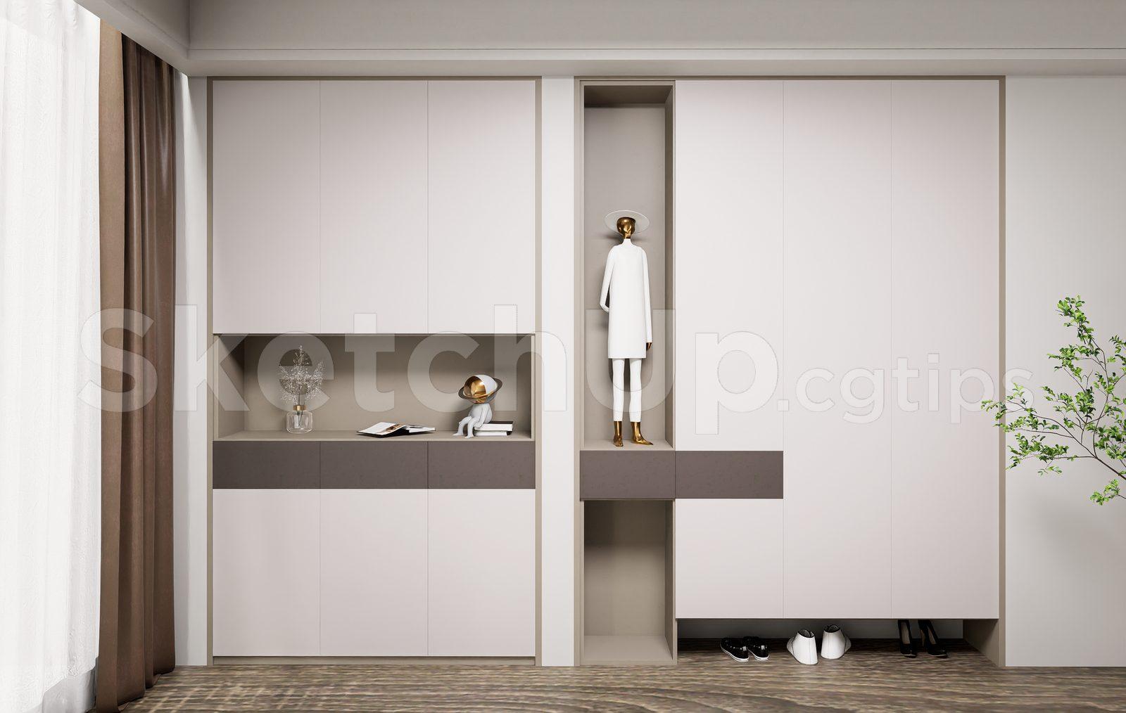 Modern Shoe Cabinet SketchUp 3D Model