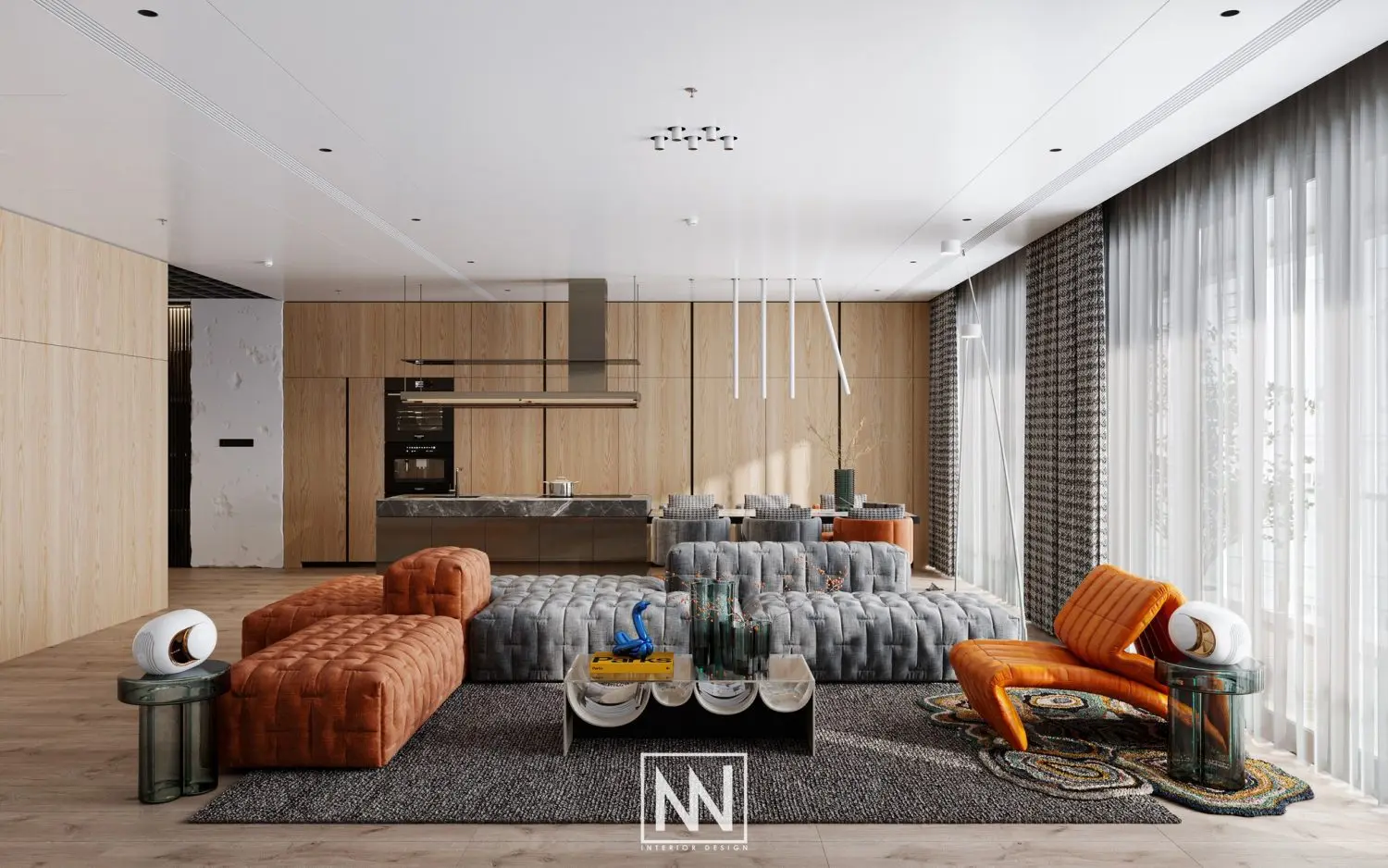Living Room – Kitchen Interior — preview 1, by Nguyen Tuan Vu (3dzip, CC0)