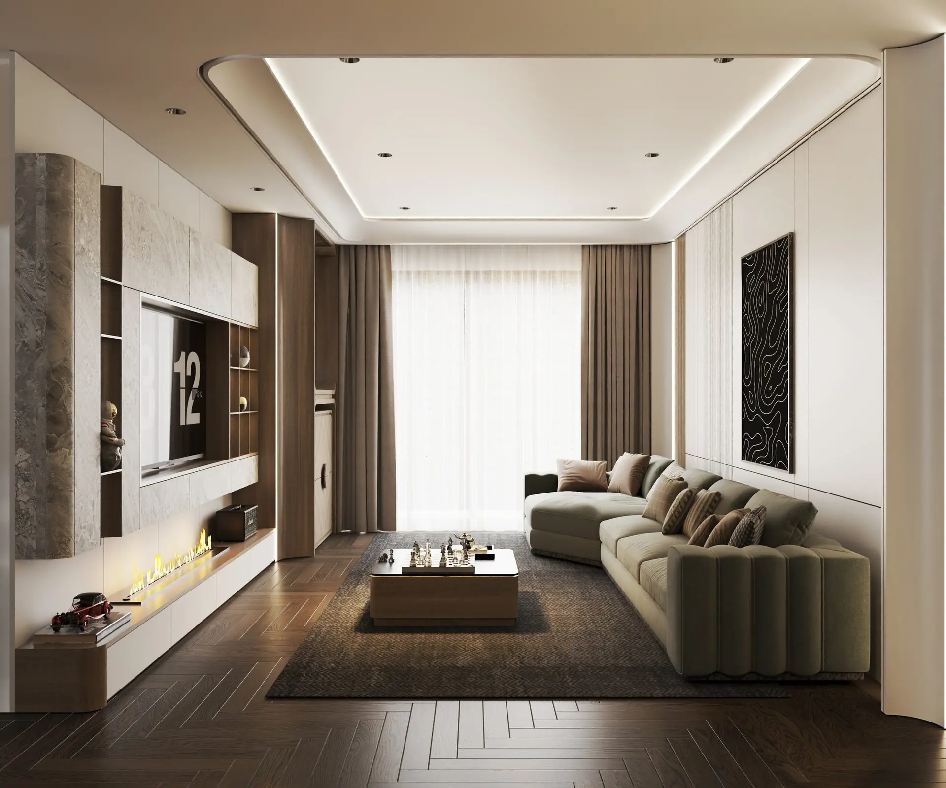 Living Room – Kitchen Interior — preview 1, by Hung Duong Do (cgtips)