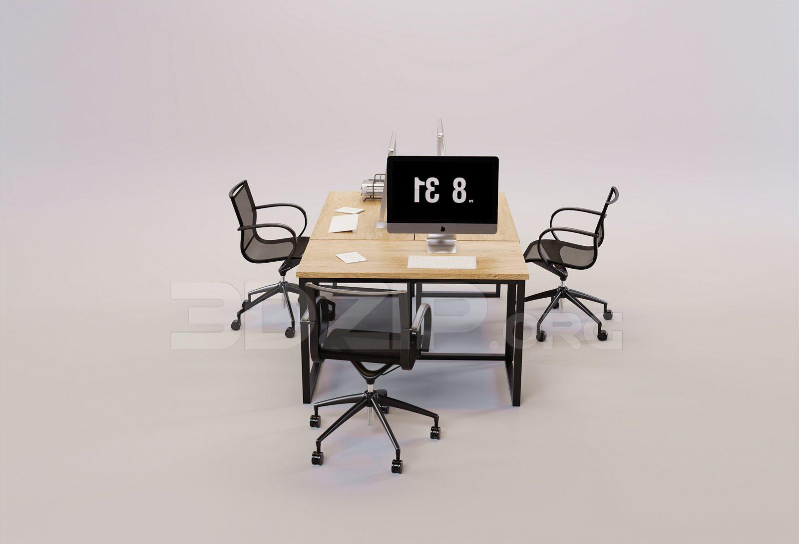 Office work desk and chairs