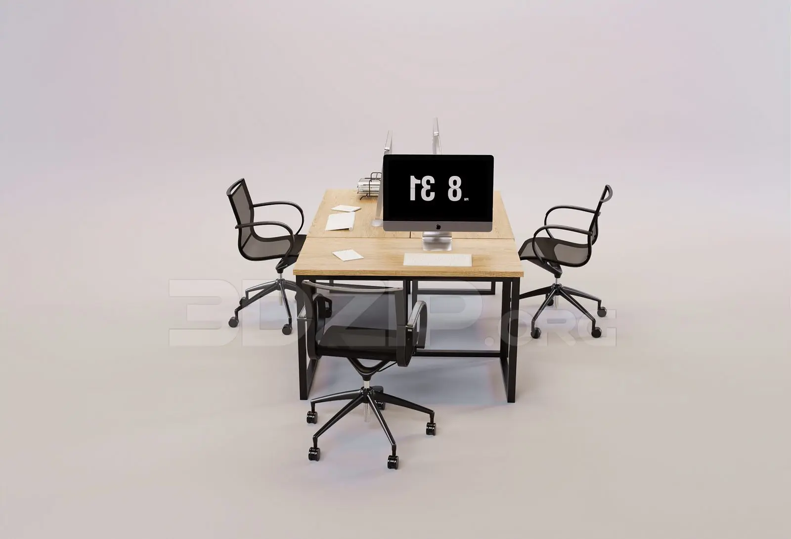 Office work desk and chairs