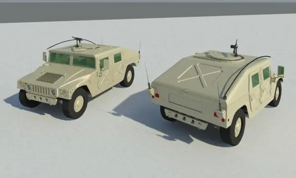 Military Humvee with Machine Gun