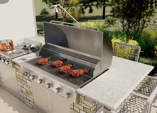Outdoor Barbecue - Drop-in - with flames - parametric