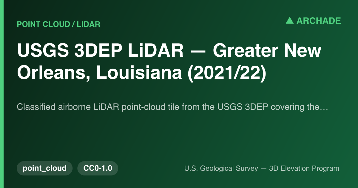 USGS 3DEP LiDAR — Greater New Orleans, Louisiana (2021/22)