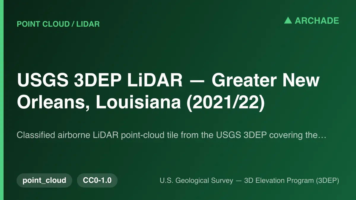 USGS 3DEP LiDAR — Greater New Orleans, Louisiana (2021/22)
