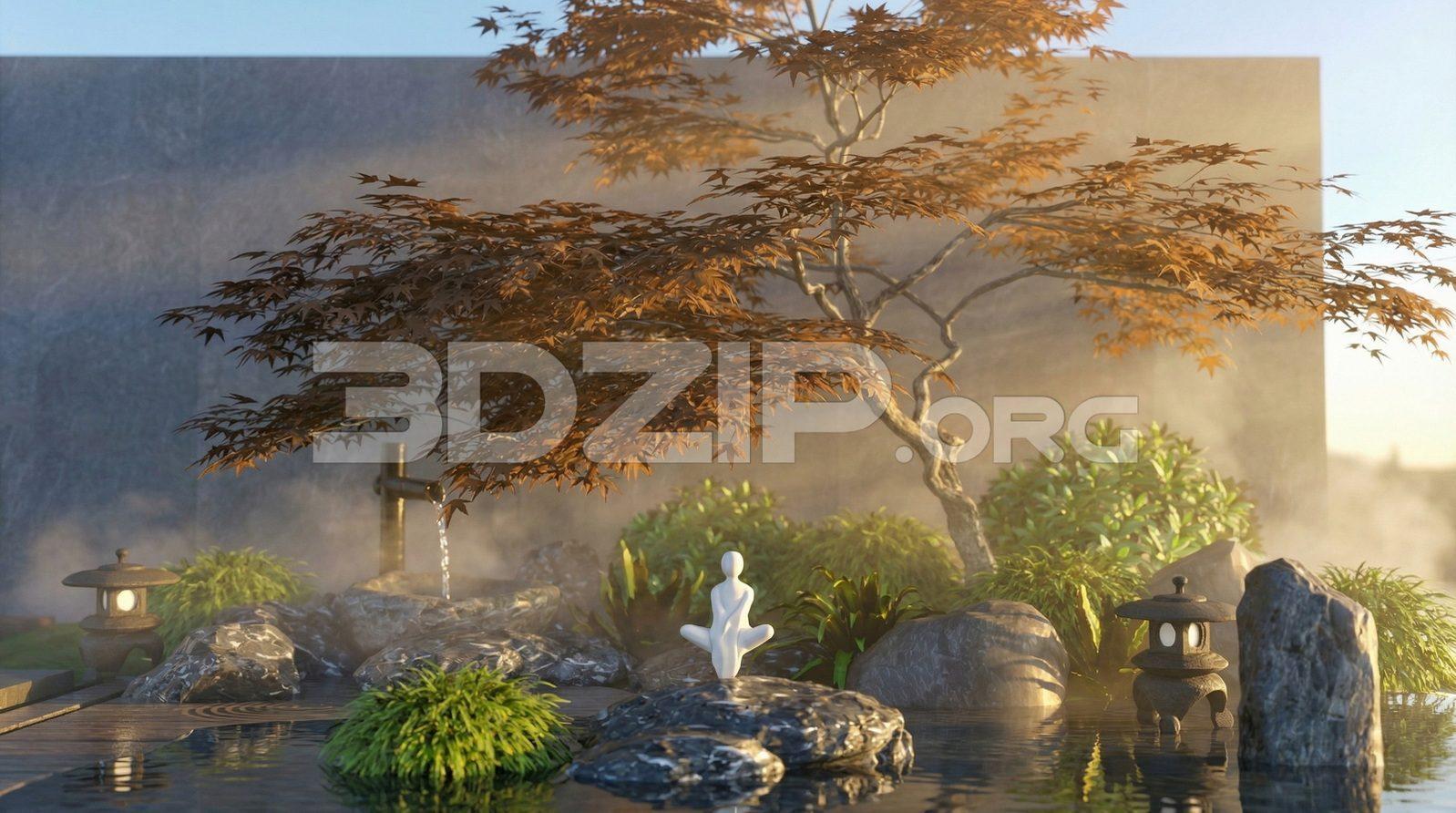 Japanese Style Zen Garden Landscape Exterior
